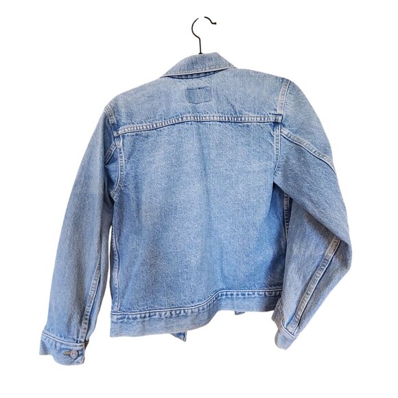 Vintage Plain Pockets Light Wash Denim Jacket With Button Front & Pockets Unisex - Picture 2 of 3